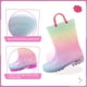 thumbnail image 3 of EUXTERPA Botas de lluvia impermeables con luz para niños pequeños y botas con purpurina con asas para niñas pequeñas talla 9, color rosa degradado, 3 of 5