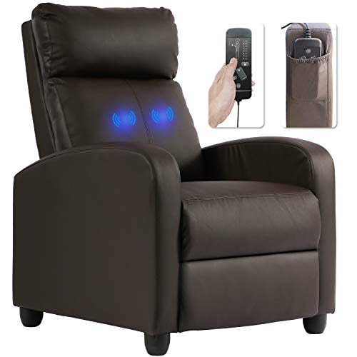 Blue JUMMICO Gaming Recliner Chair PU Leather Single Recliner Sofa Adjustable Modern Living Room Recliners Home Theater Recliner Seat 