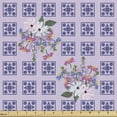 thumbnail image 1 of Floral Fabric by the Yard, Geometric Elements with Squares Flowers Bouquet Illustration Pattern, Decorative Upholstery Fabric for Sofas and Home Accents, Pale Mauve Multicolor by Ambesonne, 1 of 5