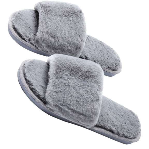 Supvox Furry Slippers Soft-Soled Slipper TPR Breathable House Hold Shoes All Ages Indoor Use