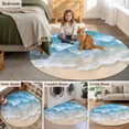 thumbnail image 6 of Abstract Gradient Round Living Room Rugs 8 ft, Beach Blue Water Ripple Scenery Washable Large Area Rug with Non-Slip Sturdy Edge Binding Round Carpet for Dining Room Kitchen Office, 6 of 9