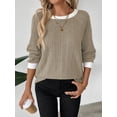 thumbnail image 7 of SHIBEVER Long Sleeve Shirts for Women Fall Womens Tops Crew Neck Lightweight Sweater Pullover Basic Tunic Winter Clothes Coffee L, 7 of 7
