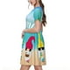 thumbnail image 2 of Fotbe Hello Summer Gnome 1 Vestido Largo de Moda para Mujer, Vestido Tipo Camiseta con Manga Corta y Estilo Casual a Rayas y Bloques de Color, 2 of 6