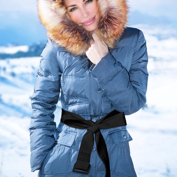 Luxshiny Tie Belts for Women Black Fabric Winter Coat Belt for Formal Occasions 1Set