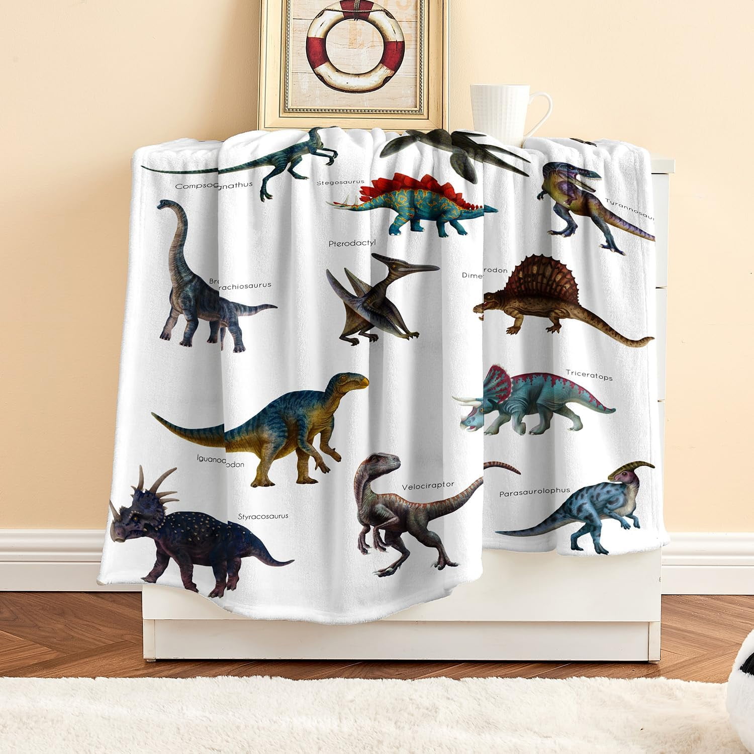 Kids Fleece Dinosaur Blanket for Boys Soft Throw Blanket with Dinosaur Print Birthday Christmas Halloween Dinosaur Decor for Children 60"x80"