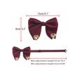 thumbnail image 2 of Men's Ribbon Leaf Pendant Pre-tied Bow Ties Necktie  Collar Fashion for School Uniform Wedding One Size Wine Red, 2 of 5