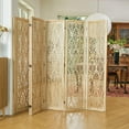 thumbnail image 6 of 5.6Ft Room Divider Folding Wood Simple Carved Partition Screen for Home Office Garden - 6 Panels (Natural), 6 of 18