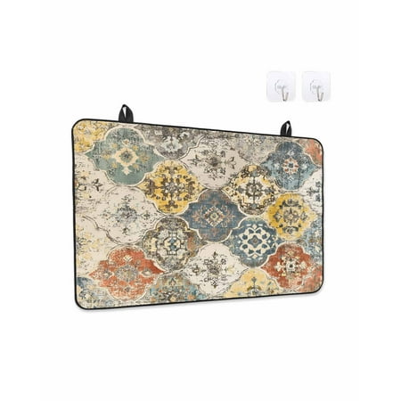 Vintage Boho Stove Top Covers for Electric Stove Kitchen Glass Ceramic Electric Cooktop Covers 36 x21 Chic Farmhouse Neutral Morocco Geometric HeatResistant Oven/Countertop/Dishwasher Protector