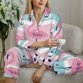 thumbnail image 6 of Lsque Pink Striped Flamingo Pattern Long Sleeve Pajama Set for Women - Soft 2-Piece Sleepwear and Loungewear Set with Pockets, Comfy Nightwear-X-Large, 6 of 7