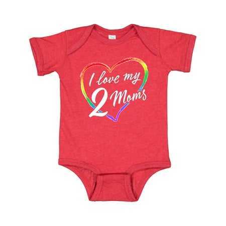 

Inktastic I Love My 2 Moms with Rainbow Heart Gift Baby Boy or Baby Girl Bodysuit