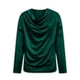 thumbnail image 3 of qucoqpe Womens Plus Size Velvet Tops Cowl Neck Long Sleeve Sparkly Shirts Fashion Casual Loose Solid Color Blouses, 3 of 8