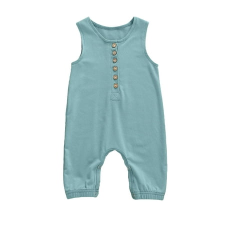 

jaweiw Baby Boys Girls Summer Casual Jumpsuit Sleeveless Cartoon Print/Striped/Solid Color Romper