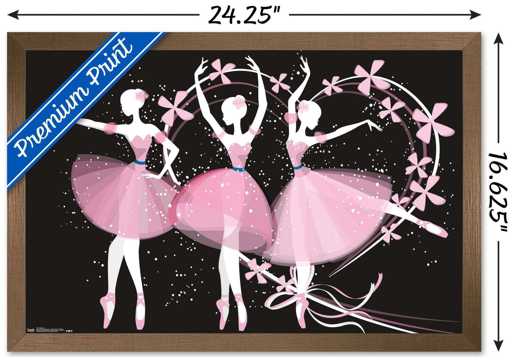 Dancing Ballerinas Wall Poster, 14.725" x 22.375", Framed