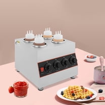 Commercial Grade Sauce Warming Station, 640W Fast Heating with 4 Independent Thermostats, Silver Countertop Machine for Caramel Peanut Butter