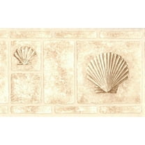 878475 Raised Beige Tile Shell Seahorse Wallpaper Border MKB5093