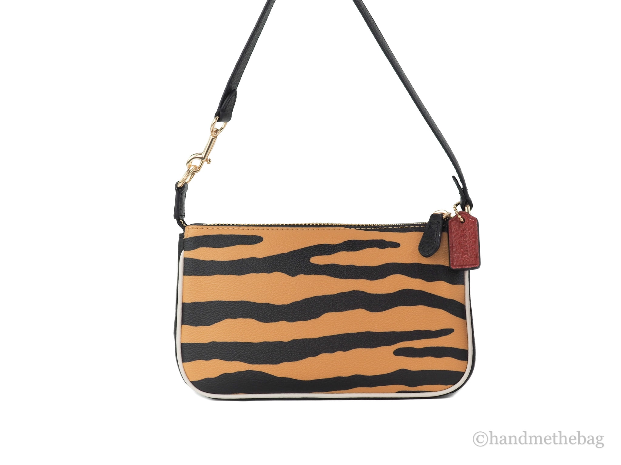 Coach (C7438) Nolita 19 Mini Tiger Print Coated Canvas Top Handle Wrist  Handbag 