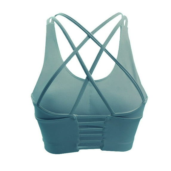 Women's sports Underwear with removable pad Sexy Cross Back lace-up Yoga Underwear Training Vest - Haze Green - S