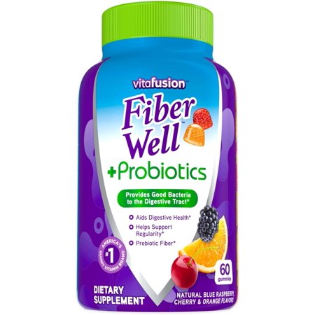 Vitafusion Fiber Well + Probiotics Gummies for Adults, 60 Count
