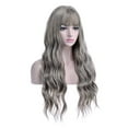 thumbnail image 2 of BERON Grey Wavy Wigs Women Long Wig with Bangs 28'' Wavy Curly Synthetic Wigs, 2 of 8
