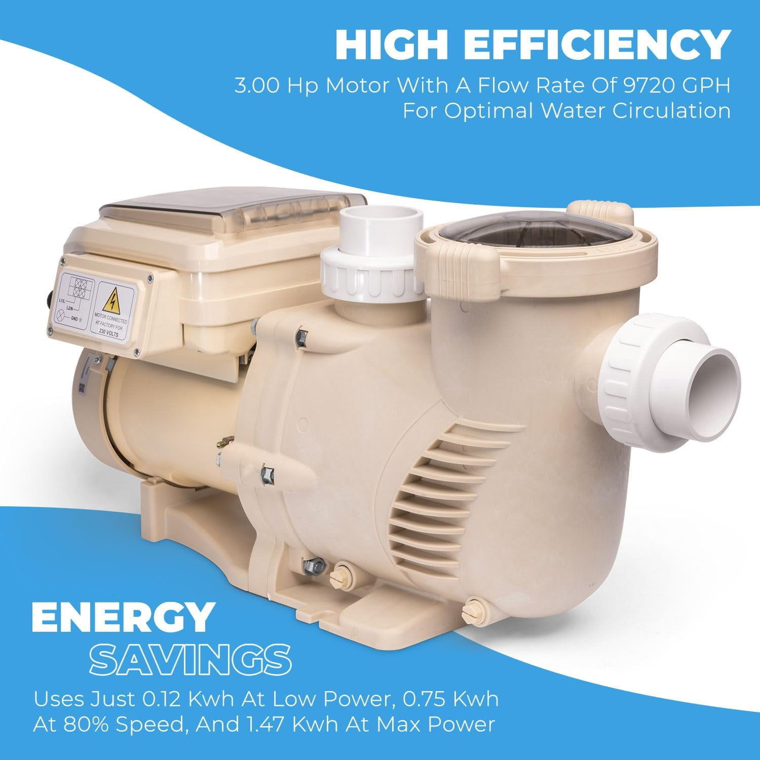 XtremepowerUS 3HP Variable Speed Pool Pump In-Ground Above Ground Energy Efficient 230V w/Timer