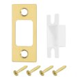 thumbnail image 1 of Uxcell 2 Sets 57mm x 25.5mm Stainless Steel Deadbolt Strike Plate, Right Angle, Gold, 1 of 7