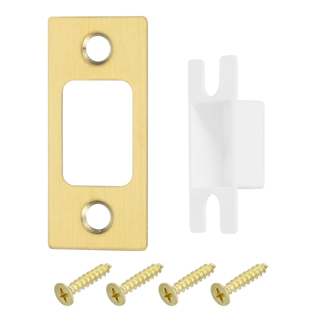 Uxcell 2 Sets 57mm x 25.5mm Stainless Steel Deadbolt Strike Plate, Right Angle, Gold