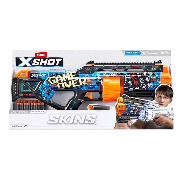 ZURU X-SHOT Pistola de Juguete Skins Last Stand Game Over 16 dardos