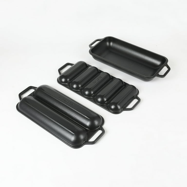 HAWOK Pre-seasoned Cast Iron French Baguette Baker, Hot Dog Bake