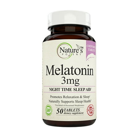 Nature's Potent - Melatonin 3 mg naturel saveur de cerise - complément alimentaire, comprimés à croquer 50