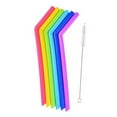 thumbnail image 4 of Injueey Juego de pajitas de silicona reutilizables de 6 uds, pajitas largas y flexibles con cepillos de limpieza para pajitas de fiesta de barra de vaso Mostrada 24.5 x 1.15 x 0.92 cm Injueey JJ23580-01, 4 of 6