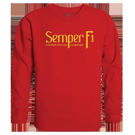 Rapid Dominance  Semper Fi Graphic Crewneck Sweatshirt, Red - Medium