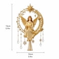 thumbnail image 3 of Christmas Tree Topper, 2D Flat Tree Top Decoration for Holiday Decor, Star and Moon Design with Warm LED Lights and Hanging Pendants for Christmas Tree （Angel B）, 3 of 5