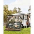 thumbnail image 4 of 4th of July RV Awning Sun Shade Screen 9'X7' Star Daisy Bird Mesh Sunscreen Rustic Wood Grain Awning Shade Screen with Zipper UV Blocker Completed Kits Outdoor Canopy for RV Motorhome Camper Travel, 4 of 7