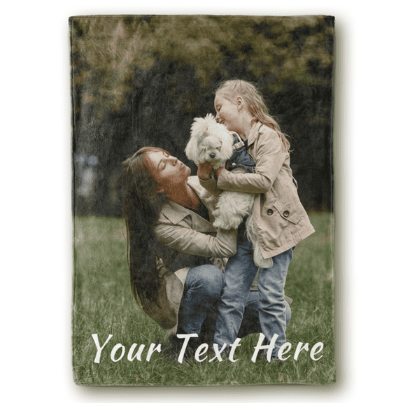 Custom Blanket with Photos Text, Personalized Throw Print Your Picture Customized Flannel Blankets for Adult Kid Baby Family Pets Birthday Christmas Halloween Fathers Mothers Valentines Gifts