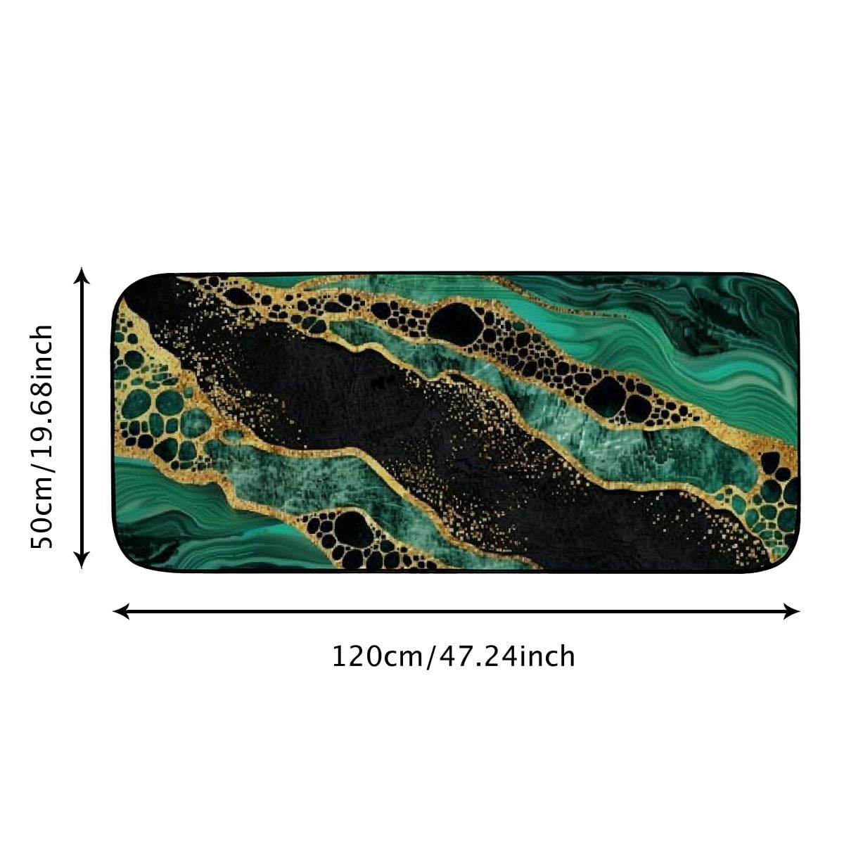 Qinduosi Black Green Marble Door Mat,Welcome Doormat Decorative Home Floor Mat, Non Slip Rubber Back and Water Absorption for Outdoor Indoor Entrance Decor 19.68*47.24 in