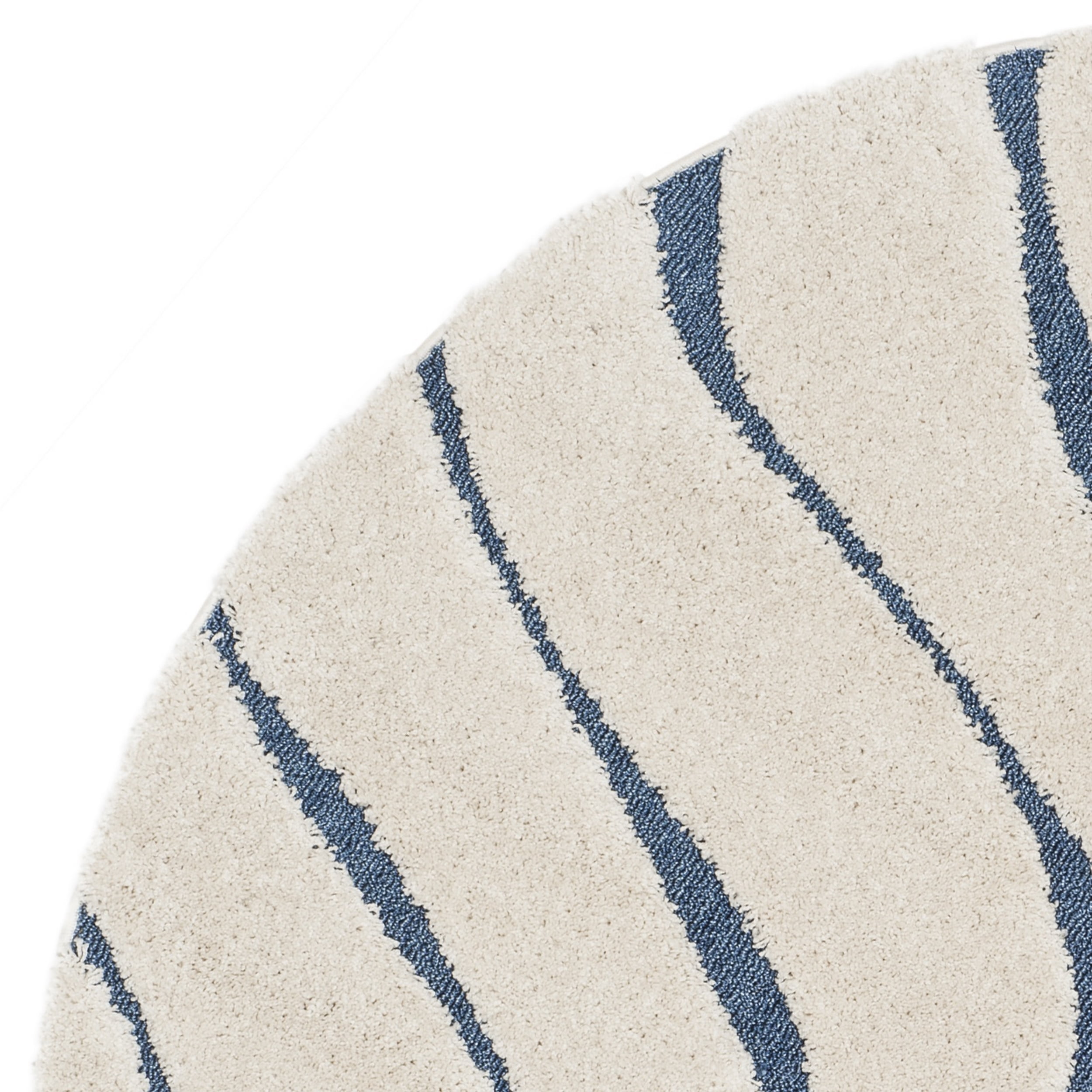 SAFAVIEH Florida Tabitha Geometric Waves Shag Area Rug, Cream/Blue, 6'7" x 6'7" Round