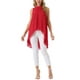 thumbnail image 2 of INSPIRAR CHIC Blusas sin mangas de gasa para mujer con cuello alto, lazo en la espalda, dobladillo asimétrico, camiseta de verano, L rojo, 2 of 6