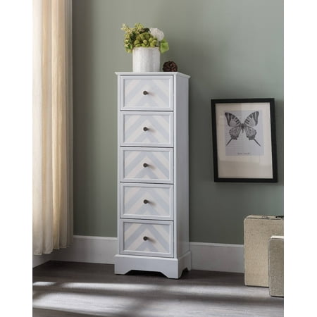 Wood Storage Drawers - Justin Wash White Wood Contemporary 5 Drawer Muti-Room Accent Display Chest Storage Organizer