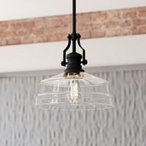 Beloit 1 Light Matte Black Farmhouse Pendant Light with Clear Glass Dome