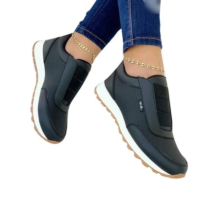 

Avamo Women Lightweight Flats Round Toe Casual Shoes Walking Non-Slip Shoe Black 8