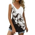 thumbnail image 2 of Patlollav Women Summer Sexy Fold Print Regular Lace Sleeveless V Neck Button Tops, 2 of 6