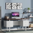thumbnail image 2 of 60'' Mariposa Home Office Computer Desk - Walnut Top, White Body, White Metal, White Hardware, 2 of 6