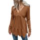 thumbnail image 1 of Camisetas de manga larga con cuello en V de Color puro para mujer, camiseta informal holgada elegante a la moda con dobladillo con volantes para citas, 1 of 6