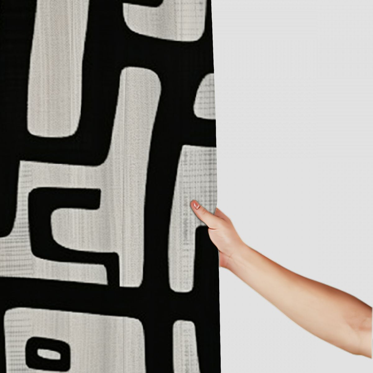 Fenyluxe Black and White Abstract Art Shower Curtain Set with Hooks, Chic Modern Bathroom Decor, 100% Polyester Fabric, Various Sizes 60"x72