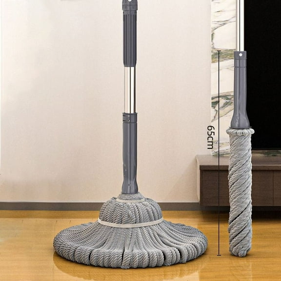 Super Absorbent Self-Wringing Spin Mop with 48" Long Handle, Heavy-Duty Water Absorbent Cotton Mop Head for Tile, Vinyl, and Hardwood Floors, Bucket Included for Easy Wringing C
