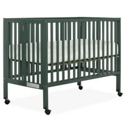 Dream On Me Quinn Full-Size Folding Crib in Cool Grey, Removeable Wheels, Modern Nursey, Adjustable Mattress Support, Portable Crib, Patented Folding System Cool Grey Crib