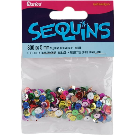Darice Cupped Sequins 5mm 800/Pkg-Multi Color