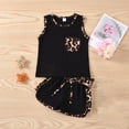 thumbnail image 3 of GYRATEDREAM 2Pcs Toddler Baby Girls Leopard Outfits Short Sleeve Pocket T-Shirt+Shorts Summer Clothes Set 1-6T, 3 of 10