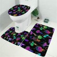 thumbnail image 2 of Purple Mushroom Star Black Pattern Bathroom Rugs Sets 3 Piece,Toilet Cover Set,Absorbent Non Slip Bathroom Mats Sets with U-Shaped Contour Rug Toilet Rug Set, 2 of 5