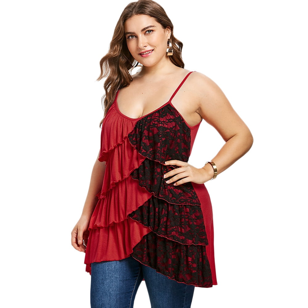 Nextmia Women Tank Top Plus Size Fashion Overlap Tiered Workout Tanks